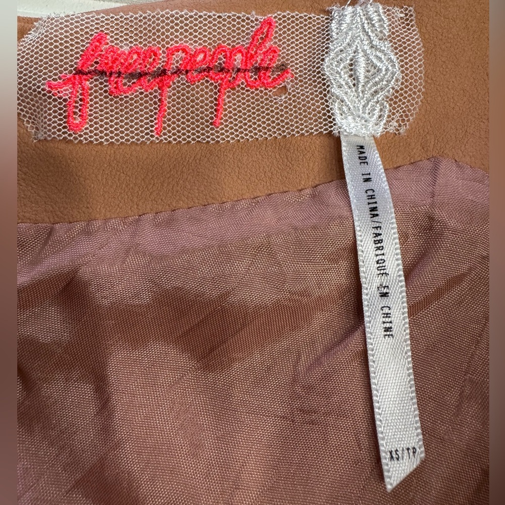 Free People Womens XS 100% Leather Tan Brown Bodycon Mini Dress **READ - Picture 6 of 8